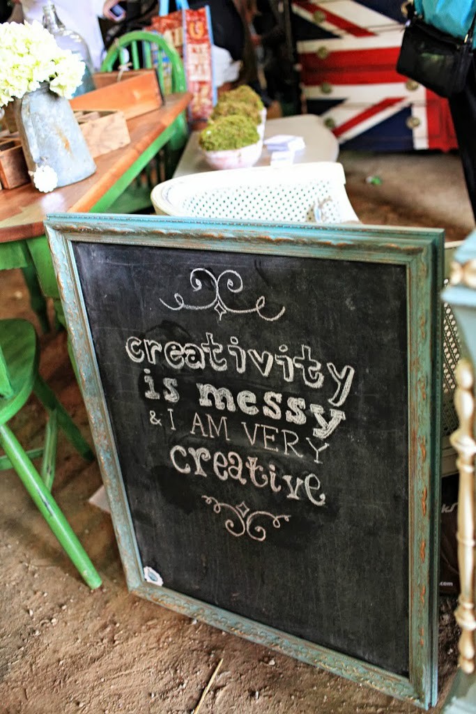 Creativity is messy chalkboard sign