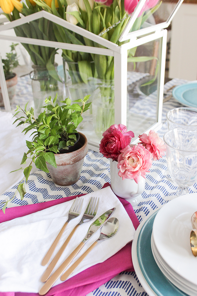 DIY Gold Dipped Flatware with Spring Flowers