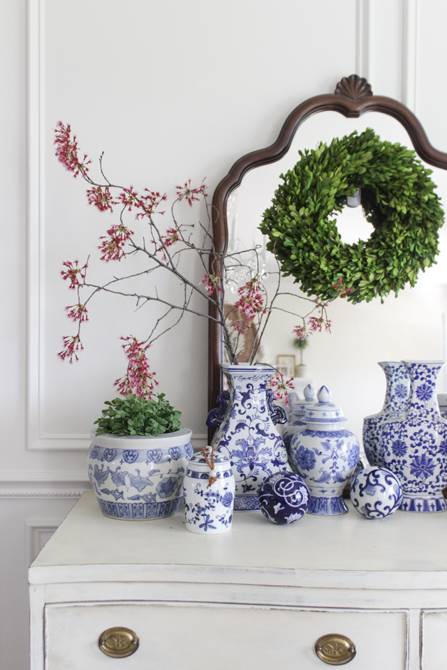 Cozy Spring Home Tour - Chinoiserie vase collection
