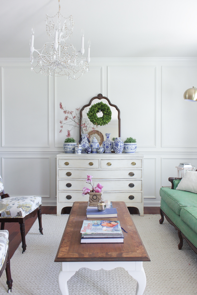 Cozy Spring Home Tour - Chest with Chinoiserie vase collection