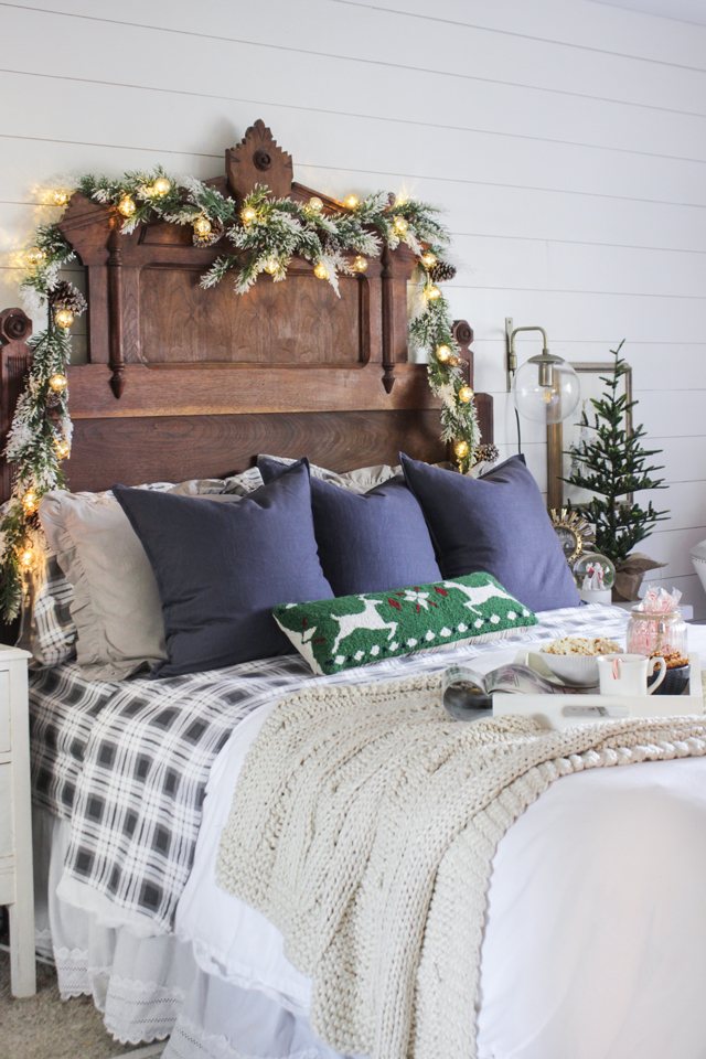 Cozy rustic Christmas bed