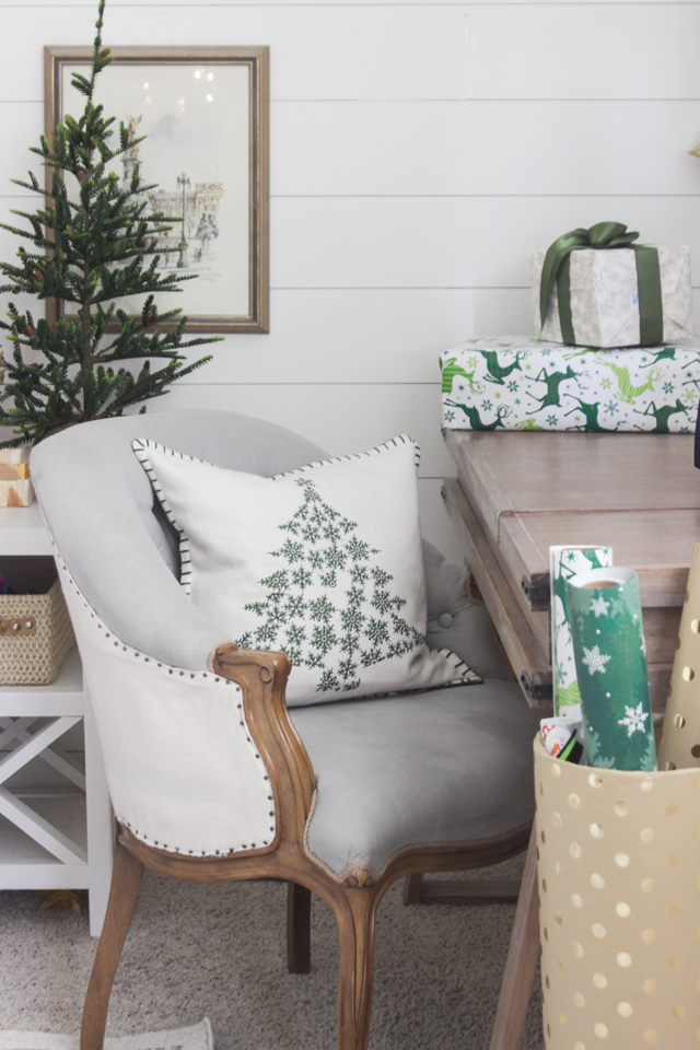 Green and gray- festive gift wrapping station