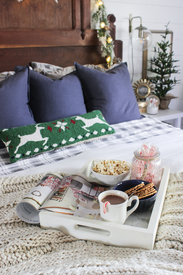 Christmas Bed tray with hot cocoa