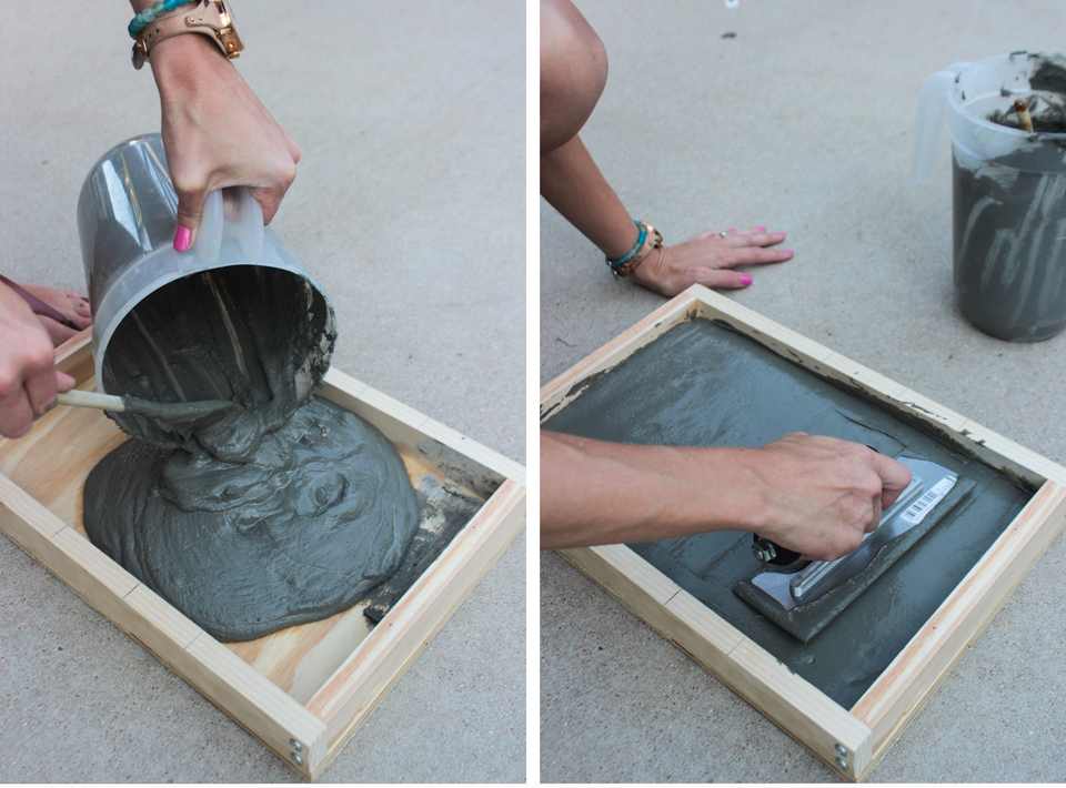 DIY Concrete Tray with Removable Coasters - Shades of Blue Interiors