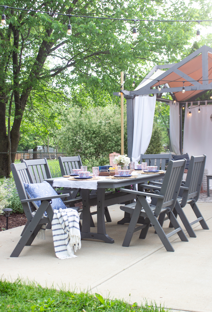 outdoor dining set in slate gray