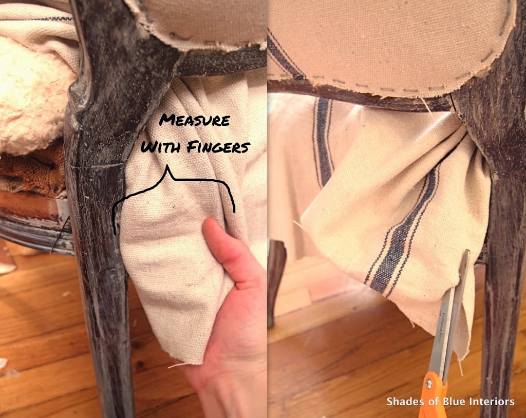 Measuring where to cut fabric around chair frame