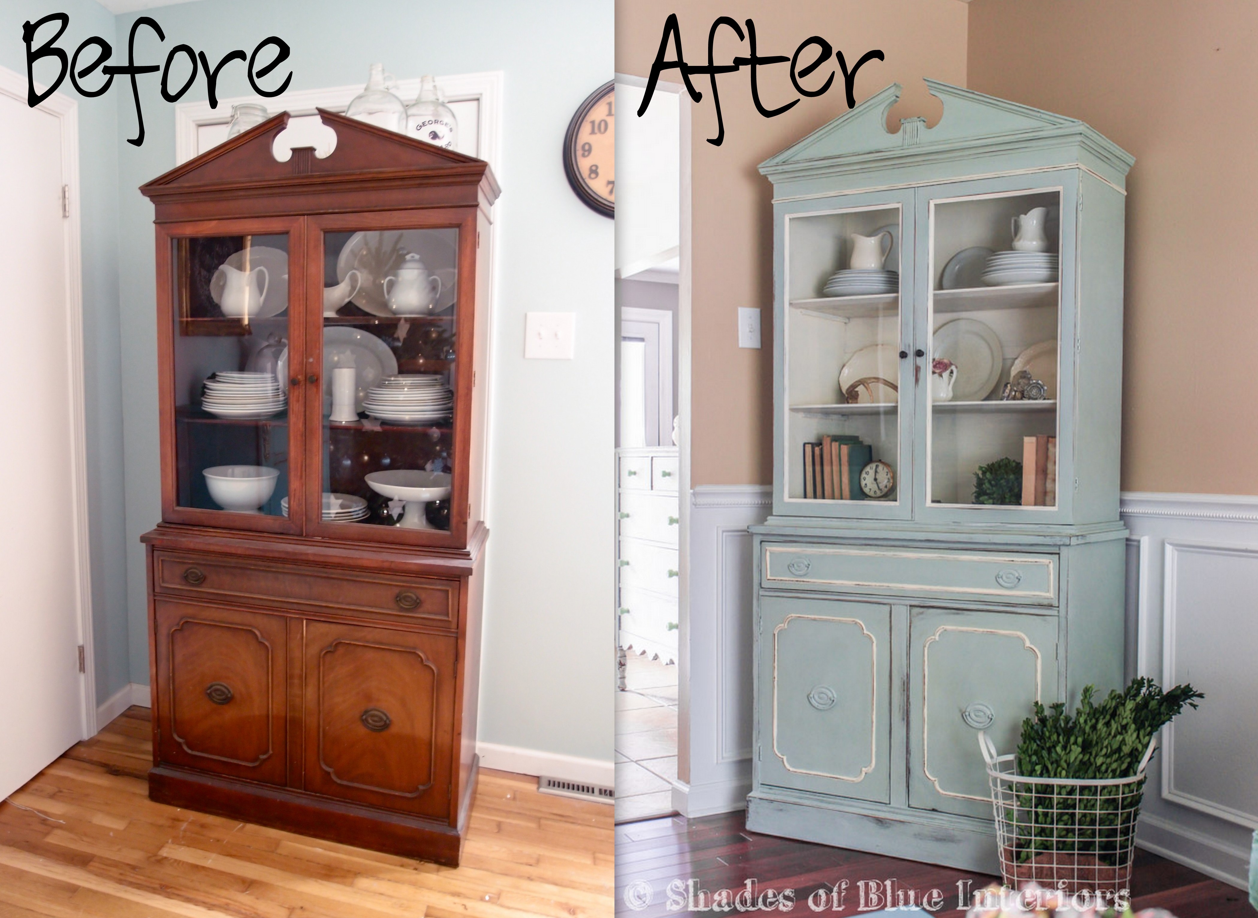 China Cabinet Makeover Shades Of Blue, Images Of Chalk Painted China Cabinets