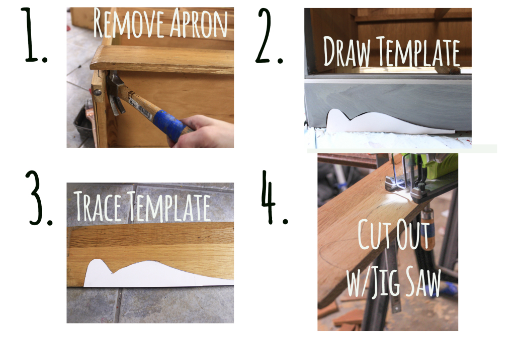 Steps to cut out dresser apron