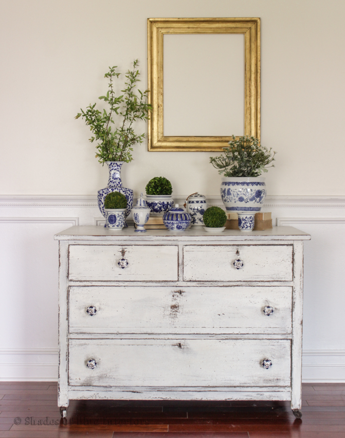 White chippy painted dresser