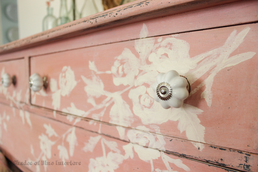 Pink floral hand painted dresser