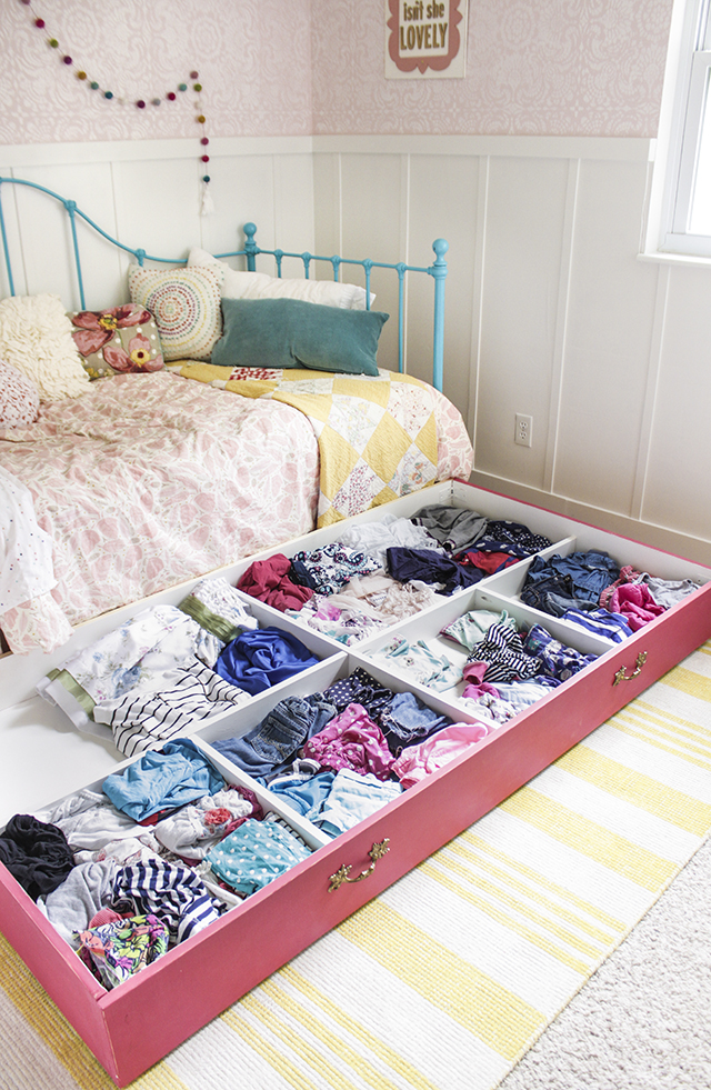 Roll-Away Dresser in small bedroom