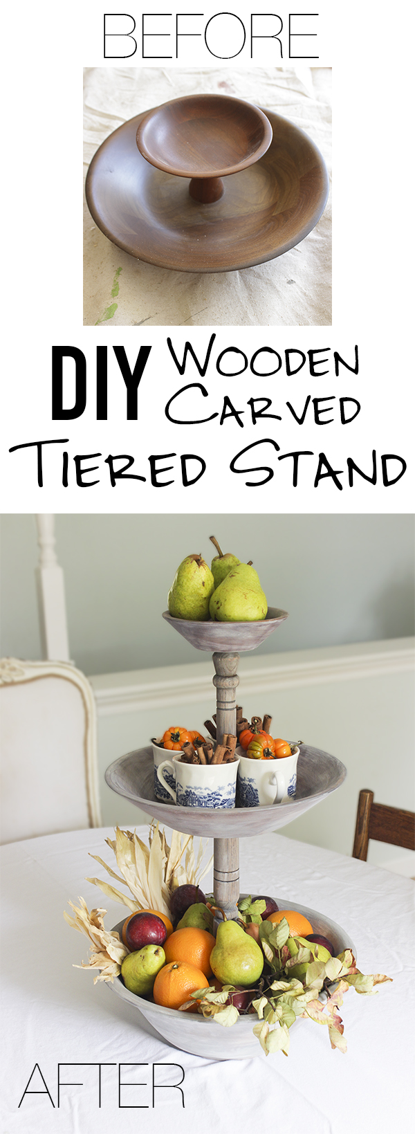 DIY Wooden Carved Tiered Tray
