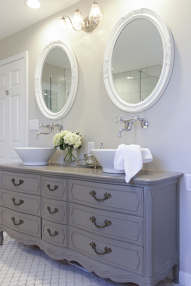 Stunning Bathroom Tour Dresser Into Double Vanity - How To Turn A Dresser Into Bathroom Vanity With Vessel Sink