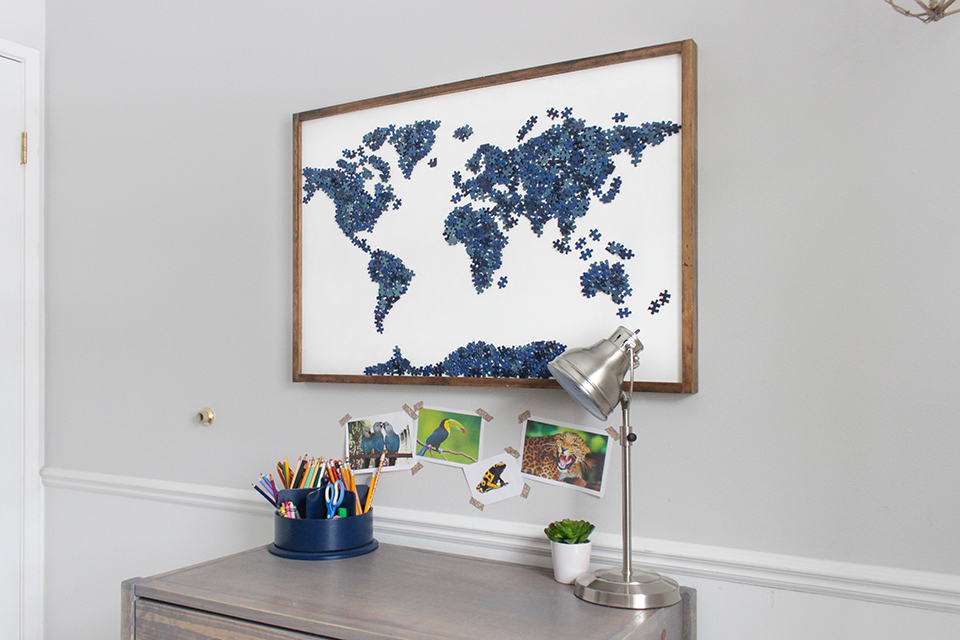 Upcycled Puzzle Art - Shades of Blue Interiors