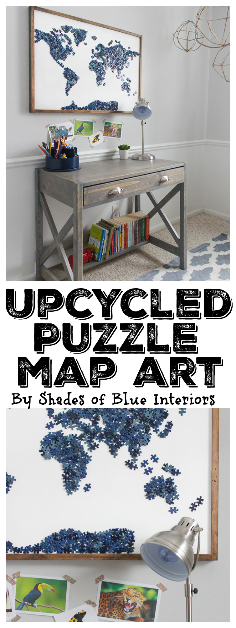 Upcycled Puzzle Map Art