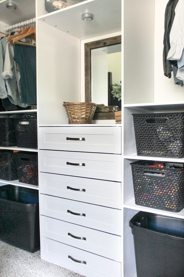Closet makeover with 6 drawer organization system