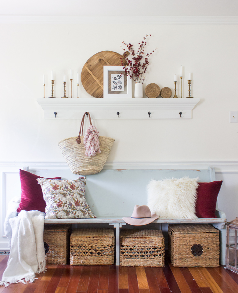 Burgundy fall entry way styling inspiration 