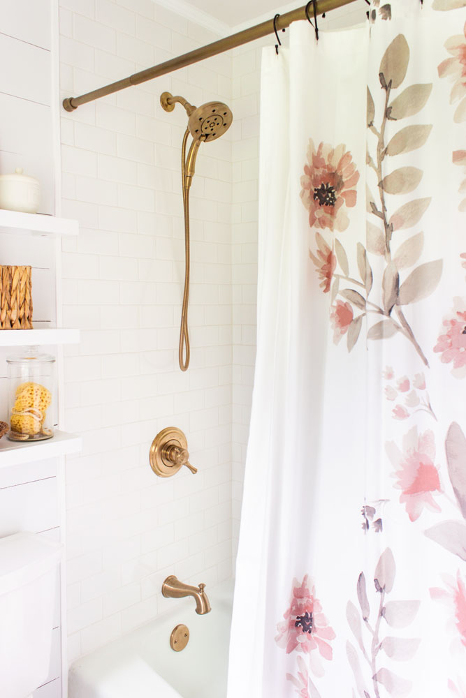Master Bathroom Shower Update Shades, Delta Champagne Bronze Shower Curtain Rings