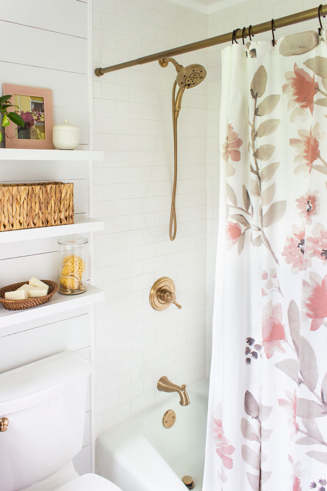 Master Bathroom Shower Update Shades, Floating Shower Curtain Rod