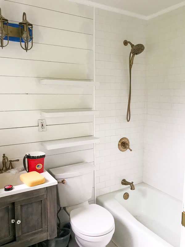 Master Bathroom Shower Update Shades, Delta Champagne Bronze Shower Curtain Rod