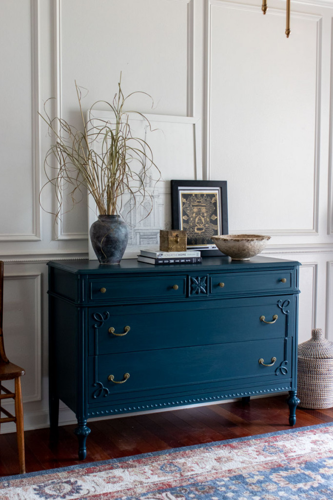 How To Prep Paint A Vintage Dresser, Navy Blue Lacquer Dresser